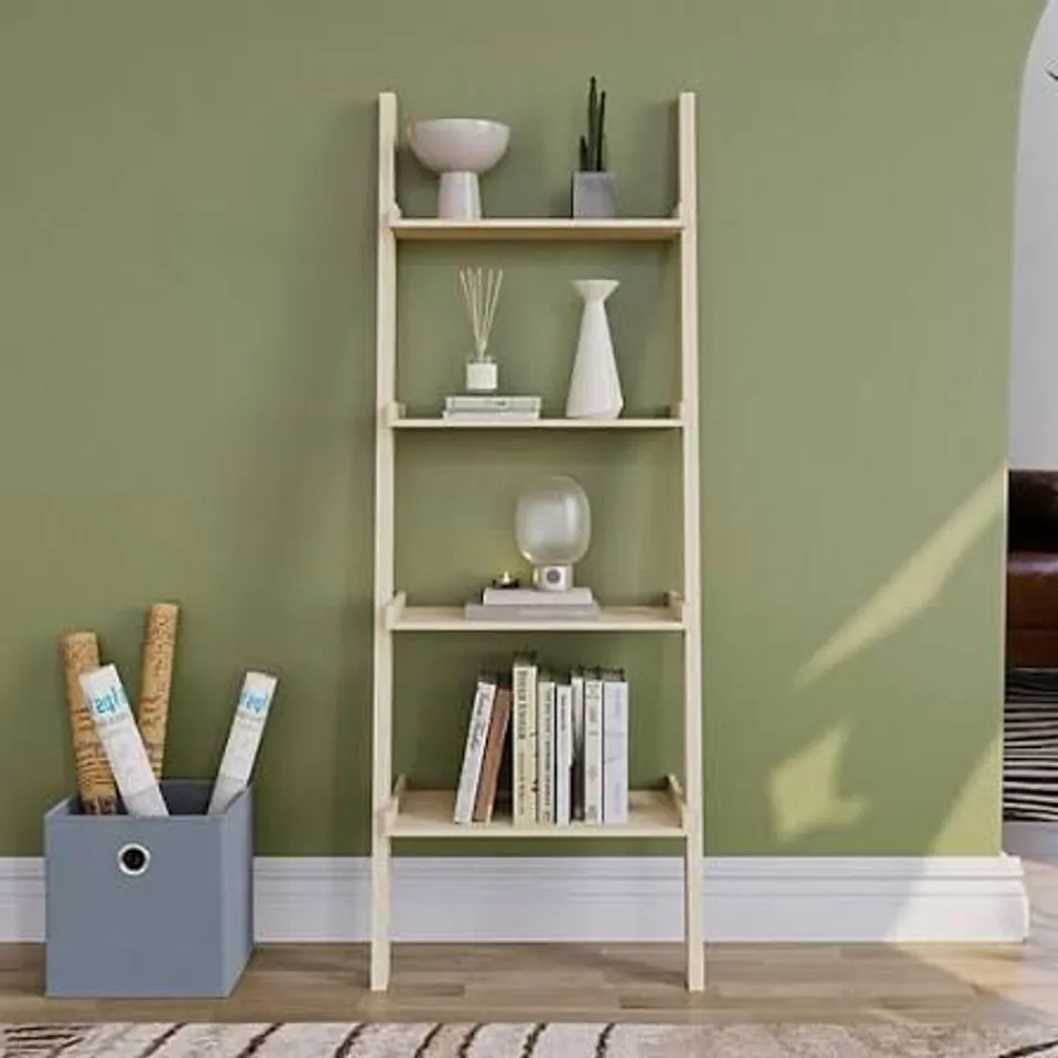 BOXED YORK 4 TIER LADDER BOOKCASE - PINE (1 BOX)