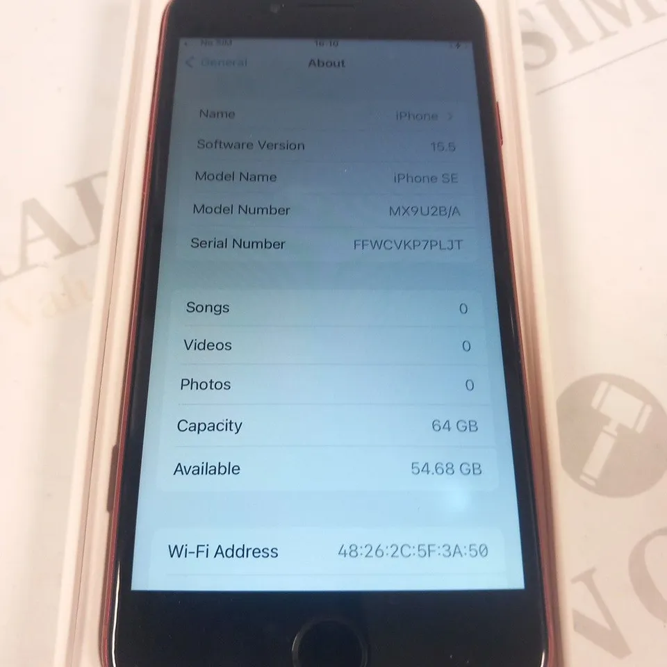 BOXED APPLE IPHONE SE MOBILE PHONE 64GB