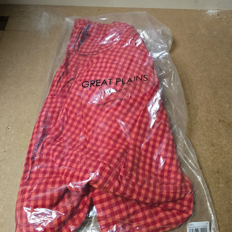 GREAT PLAINS TUNIS CHECK V NECK DRESS - 8