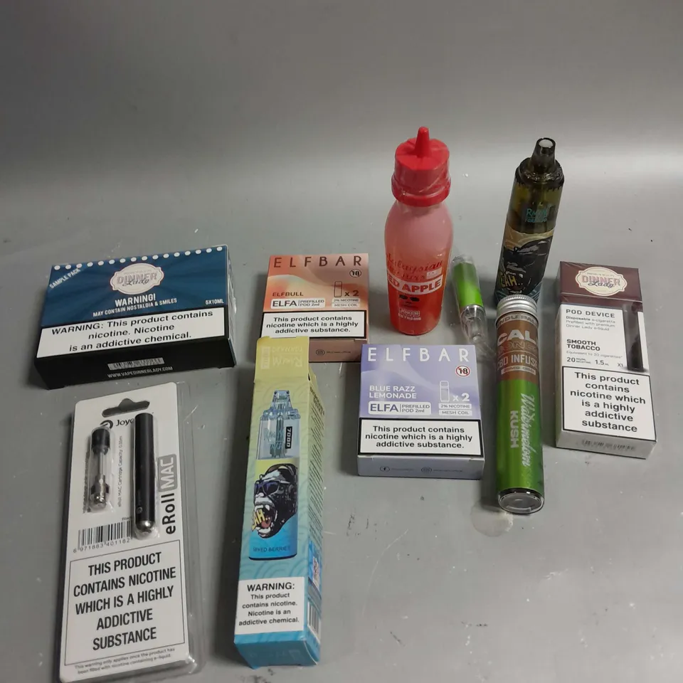 APPROXIMATELY 30 ASSORTED E-CIG PRODUCTS & ACCESSORIES TO INCLUDE DISPOSABLES, LIQUIDS, COILS ETC 