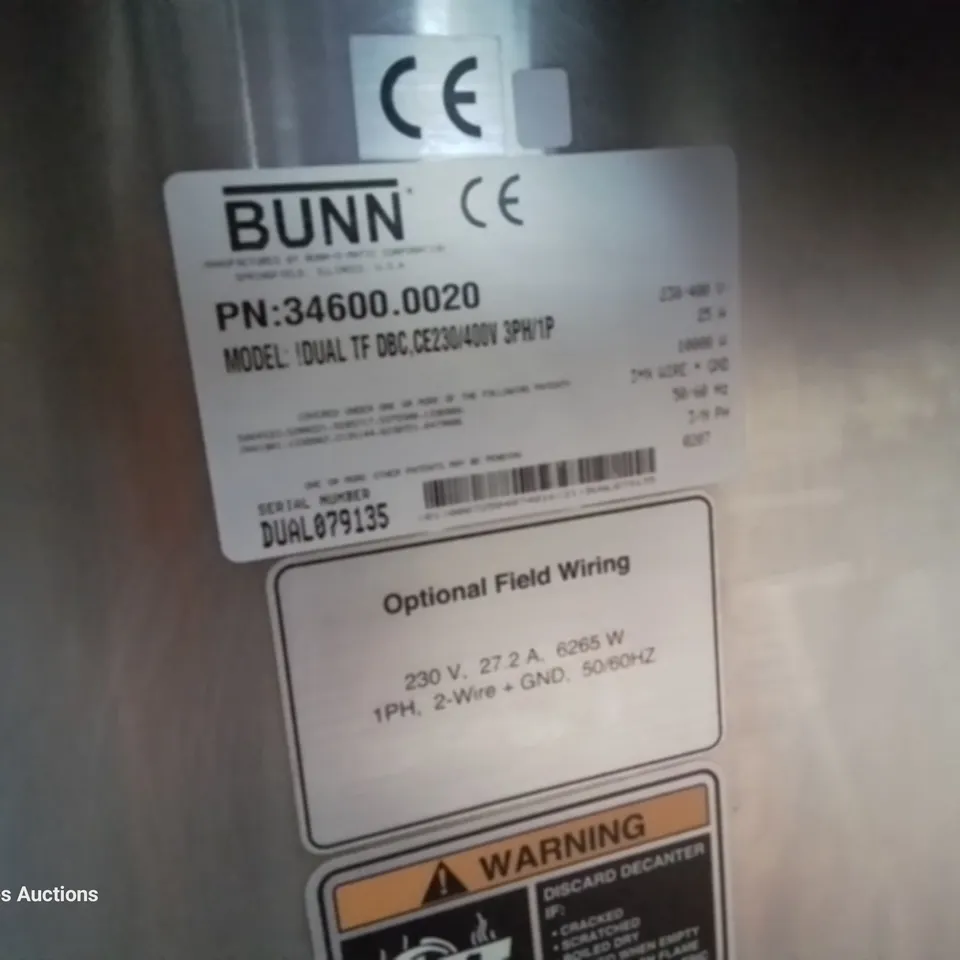 BUNN DUAL TF COMMERCIAL COFFEE BREWER