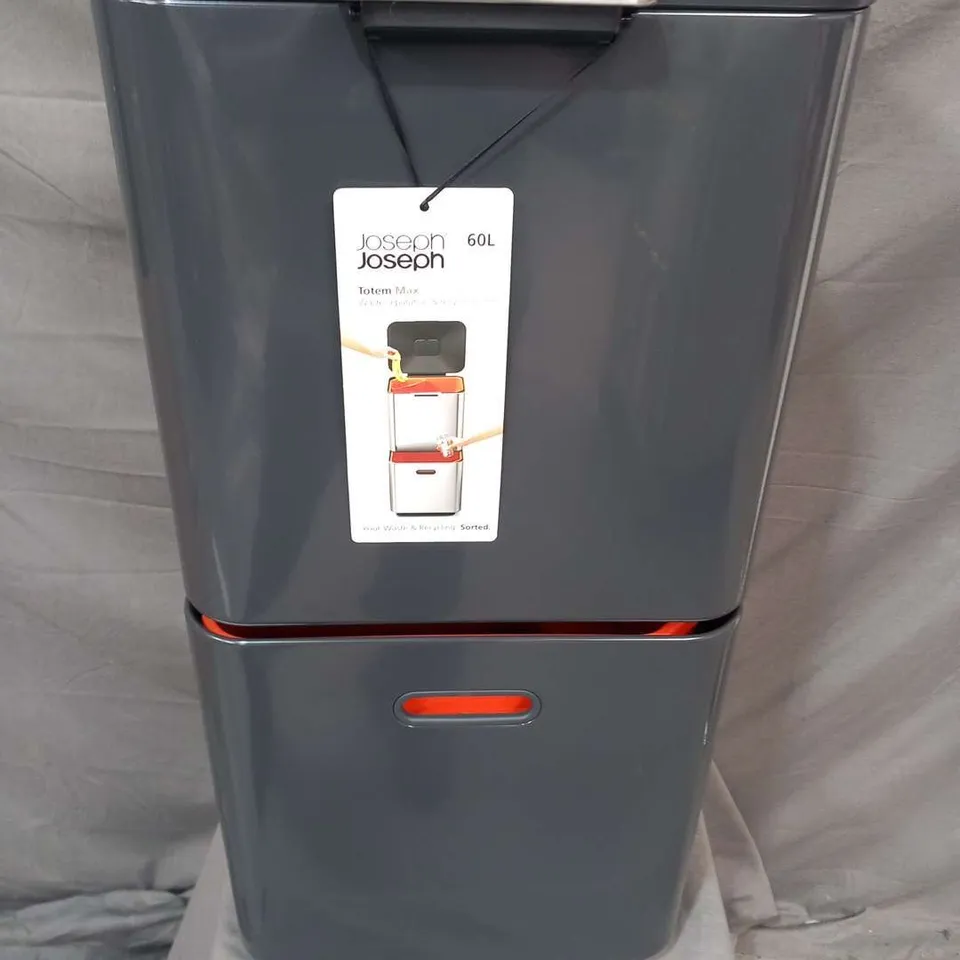 BOXED JOESEPH JOESEPH TOTEM MAX 60L WASTE SEPARATION AND RECYLCING UNIT GRAPHITE