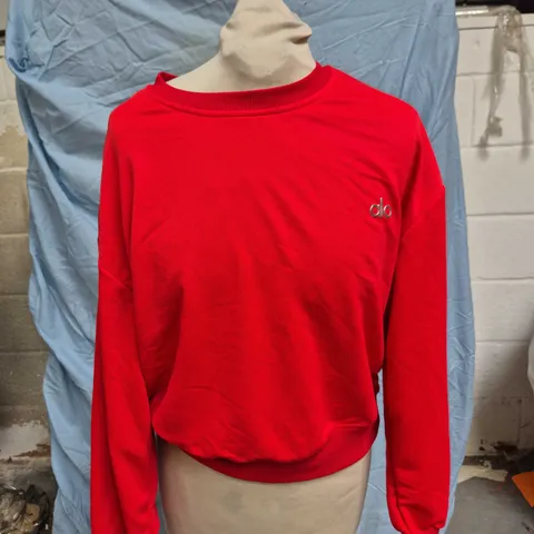 ALO YOGA WOMEN'S RED LONG-SLEEVE TOP β SIZE S β LINEN/POLYESTER
