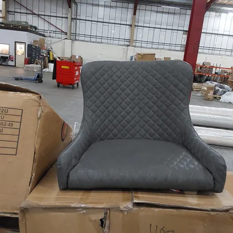 BOXED DESIGNER FAUX LEATHER GREY DINING CHAIRS SET OF 2 (1 BOX)