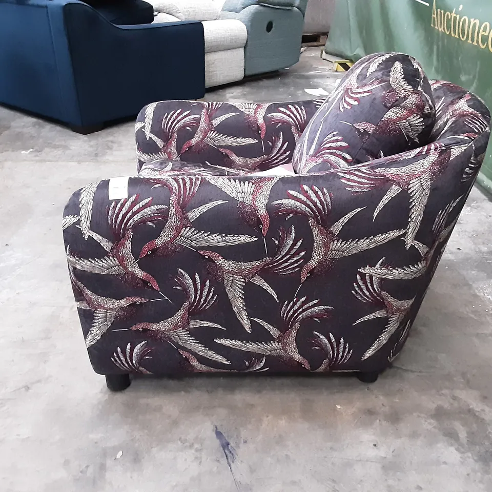 QUALITY BRITISH MANUFACTURED DESIGNER THE LOUNGE CO. LORRIE GEORGE CHAIR LOR148 PARADISE BIRD MULBERRY /WSW0