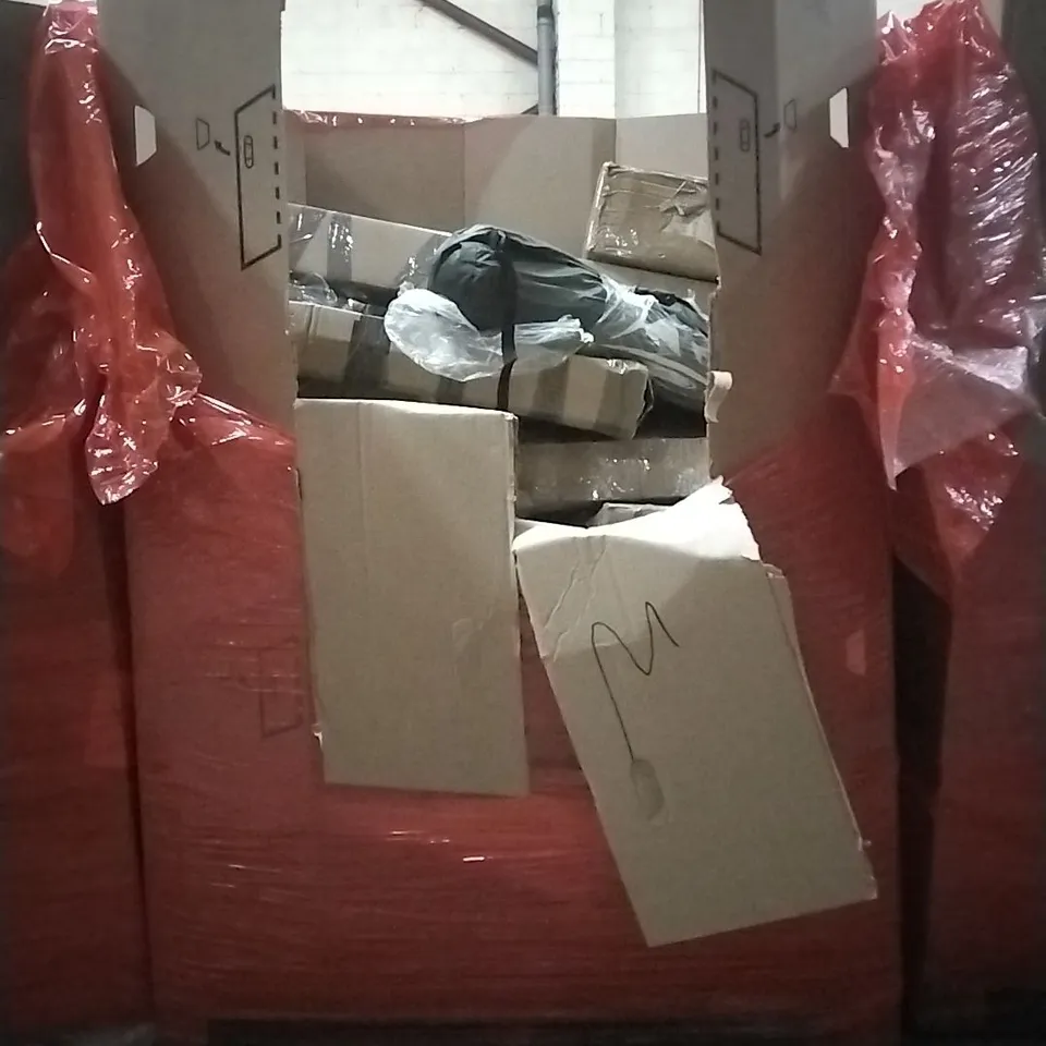 PALLET OF HOUSEHOLD ITEMS TO INCLUDE KING ELECTRIC BLANKET, BIKE WALL RACK,KIDS GROCERY TOY AND OTHER ASSORTED ITEMS...