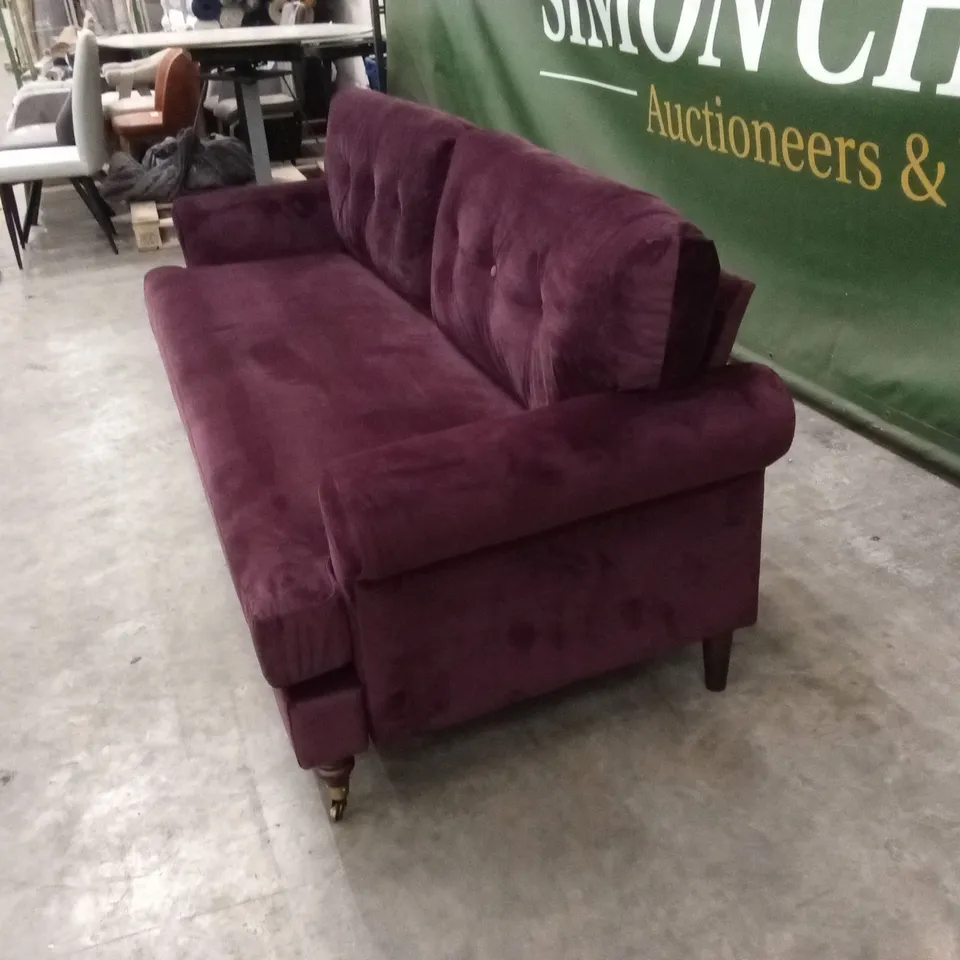 ROSDORF PARK LENAPAH 3 SEATER VELVET ROLLED ARM SOFA - DAMSON