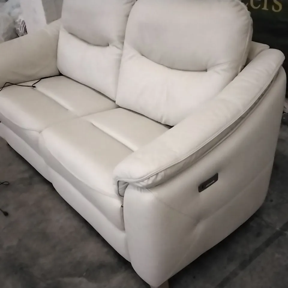 QUALITY BRITISH DESIGNED & MANUFACTURED G PLAN JACKSON 3 SEATER POWER RECLINER SOFA CAPRI STONE LEATHER