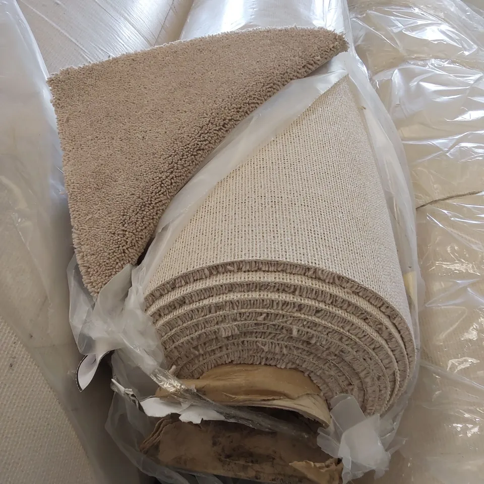 ROLL OF QUALITY TUDOR TWIST CLASSIC FAWN CARPET // SIZE: APPROX 4 X 5.4m