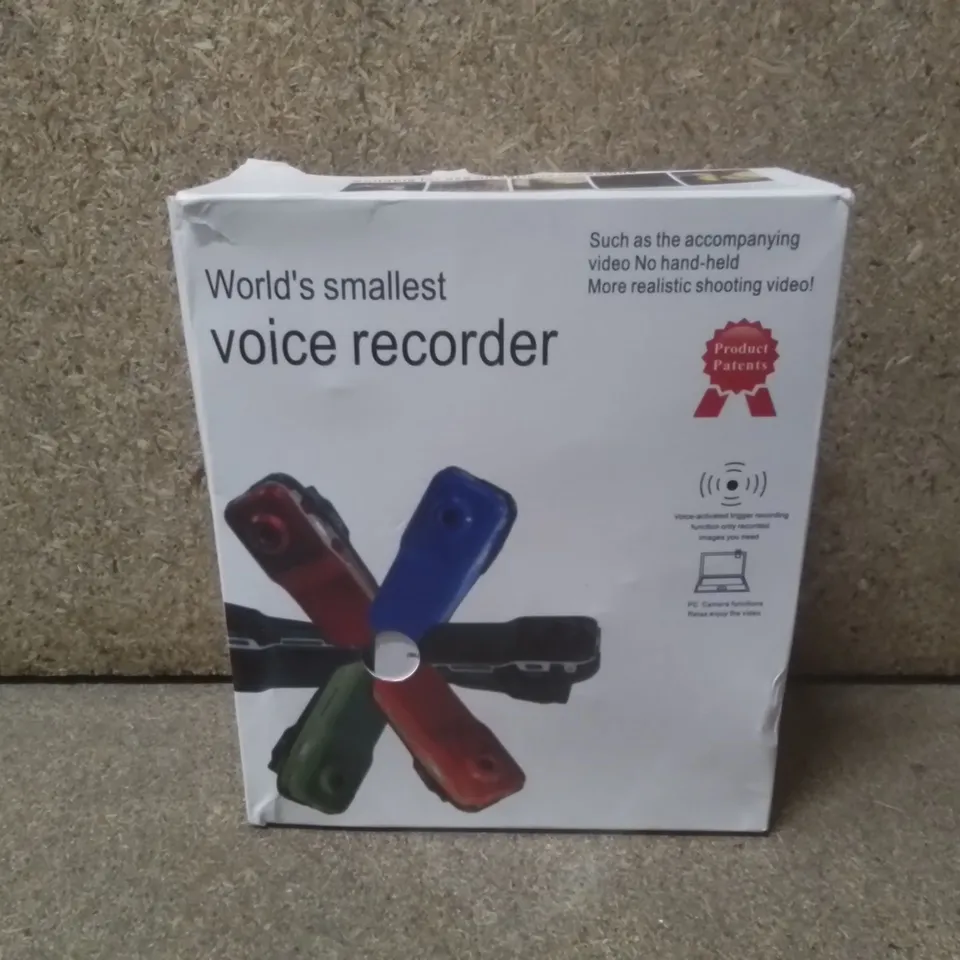 BOXED WORLDS SMALLEST VOICE RECORDER