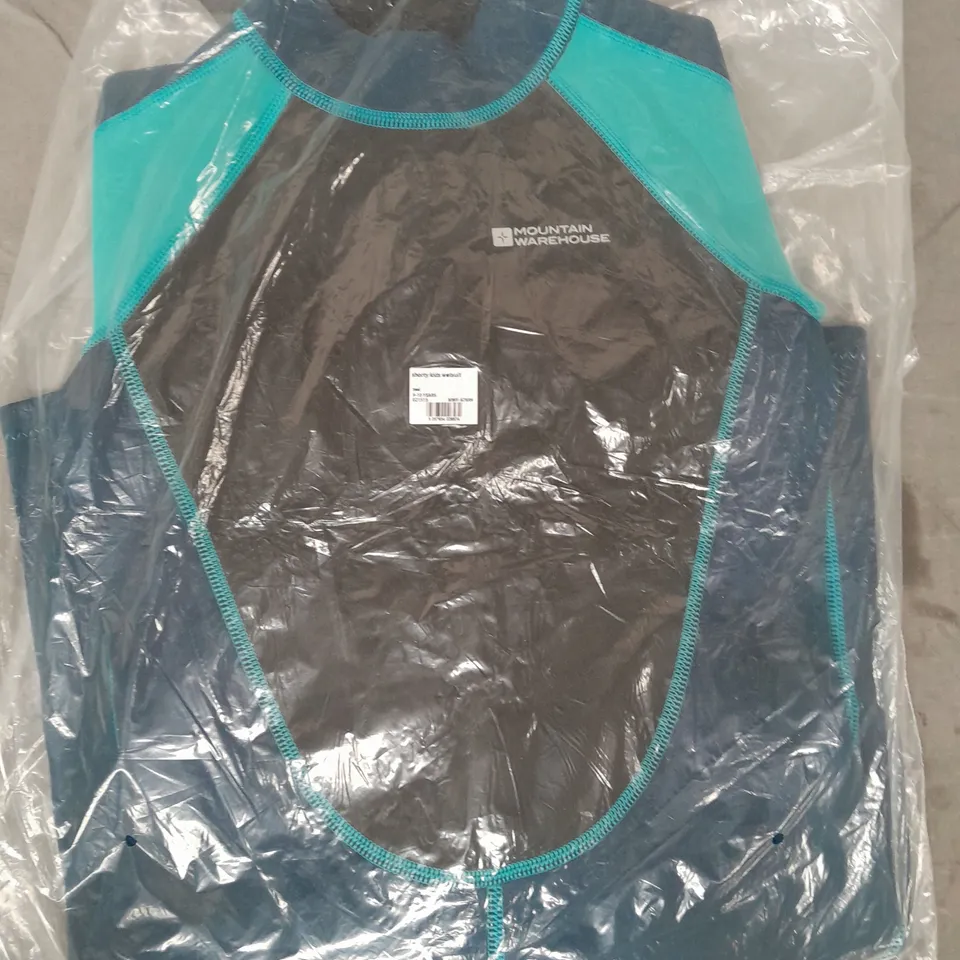 MOUNTAIN WAREHOUSE SHORTY KIDS WETSUIT IN BLACK/TEAL/BLUE SIZE 9-10 YEARS