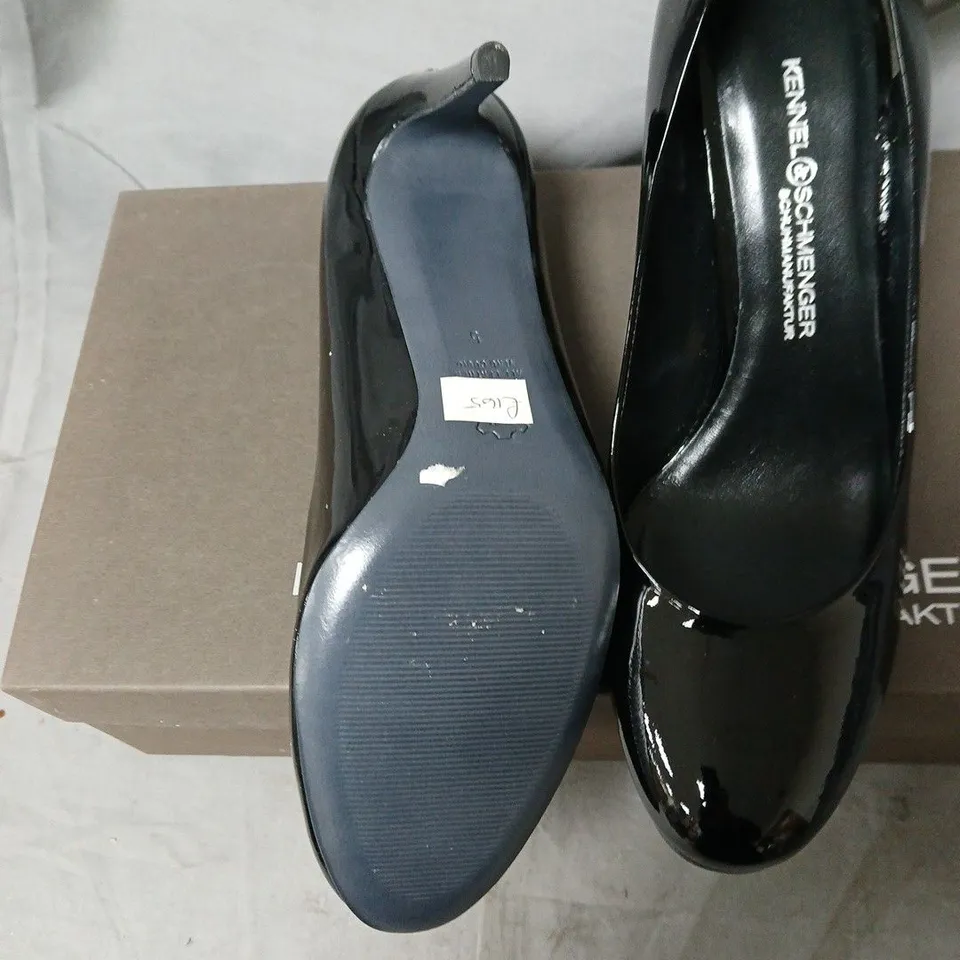 KENNEL & SCHMENGER BLACK PATENT LEATHER HEELS – UK SIZE 5 