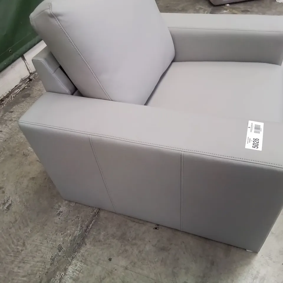 DESIGNER EASY CHAIR LIGHT GREY FAUX LEATHER 
