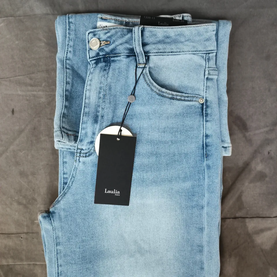 LAULIA SAFFY LIGHT BLUE DENIM STRAIGHT LEG JEANS SIZE UK 10