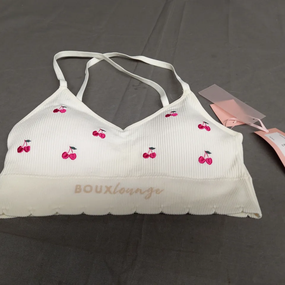 BOUX AVENUE IVORY MIX CHERRY EMBROIDERED BRALETTE - MEDIUM