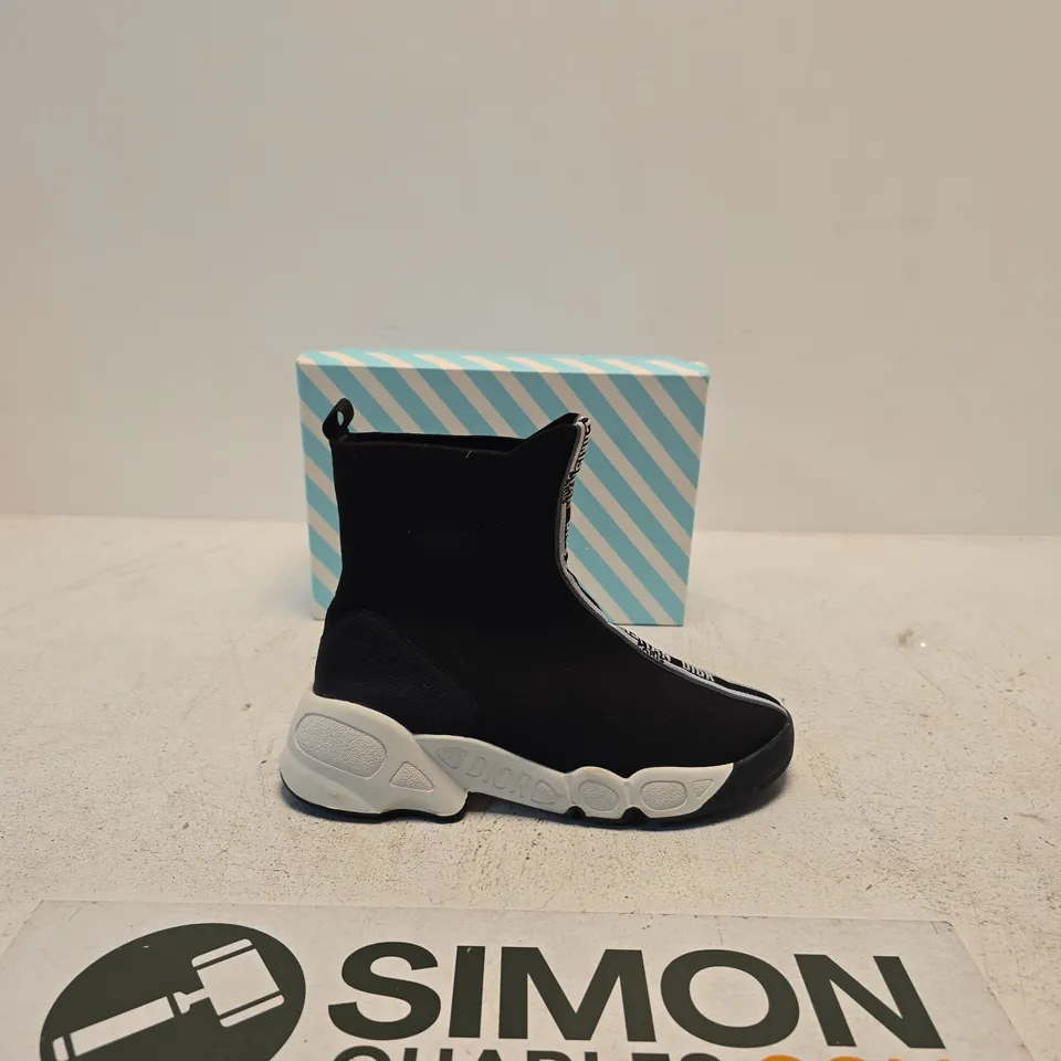CHRISTIAN DIOR BLACK SOCK BOOTS WITH WHITE SOLE (BOXED)