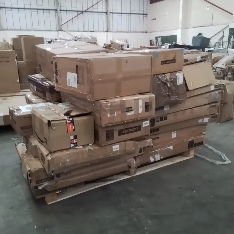 PALLET OF ASSORTED HOUSEHOLD FURNITURE TO INCLUDE;OFFICE CHAIR,FABRIC WARDROBE,CAT TREE,HALL TREE,LADDER SHELF