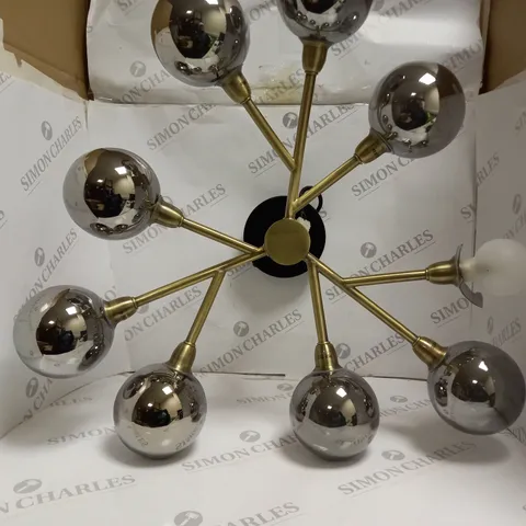 JOHN LEWIS HUXLEY 9 LIGHT SEMI FLUSH BRASS CEILING FIXTURE