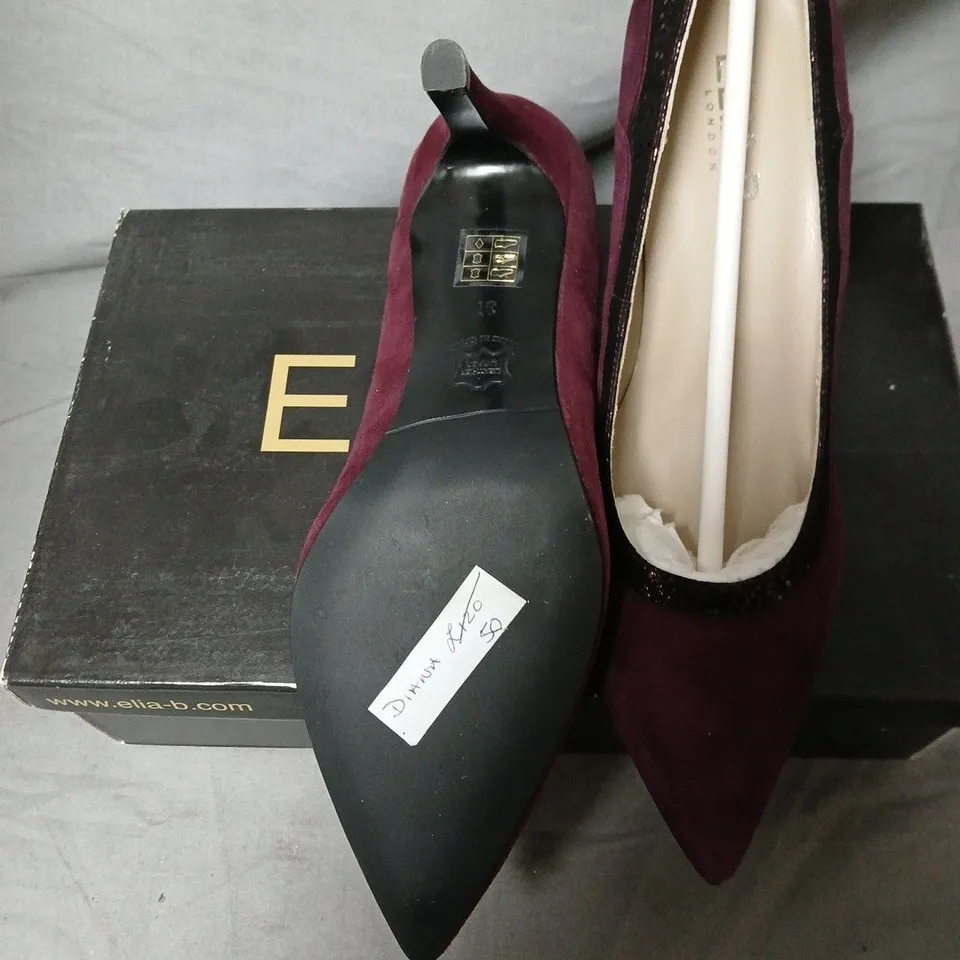 ELIA B LONDON DIANA BURGUNDY SUEDE COURT SHOES – UK 4 (EU 37)