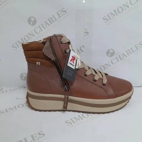 PAIR OF RIEKER HIGH TOP TRAINERS IN TAN SIZE 6