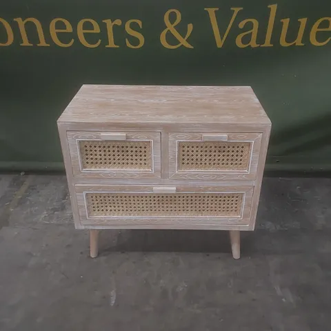 TOULOUSE WOOD AND RATTAN 3 DRAWER CABINET