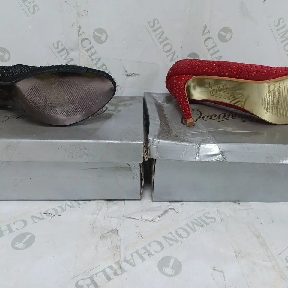 LOT OF 9 PAIRS OF OCCASIONS BY CASANDRA HIGH HEELED SHOES