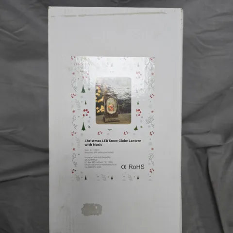 CHRISTMAS LED SNOW GLOBE LANTERN WITH MUSIC (BOXED)