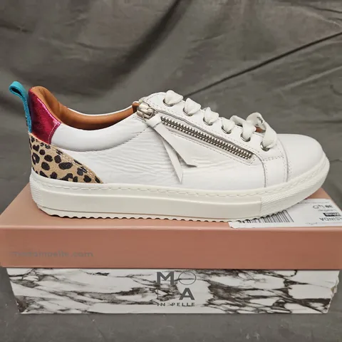 BOXED PAIR OF MODA IN PELLE ASINDA ZIP FEATURE LACE UP MID SLAB TRAINERS - UK SIZE 40