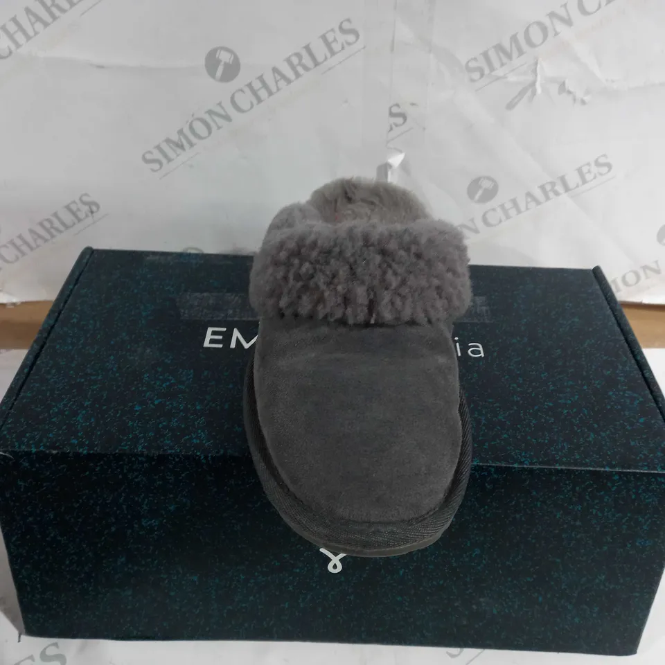 BOXED EMU NEST JOLIE SHEEPSKIN SLIPPERS, CHARCOAL - SIZE 5