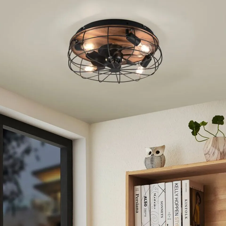 BOXED 48CM CALISTA 7 - BLADE CEILING FAN WITH REMOTE CONTROL AND LIGHT (1 BOX)