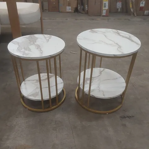 DESIGNER MARBLE EFFECT SIDE TABLE SET (2 ITEMS)