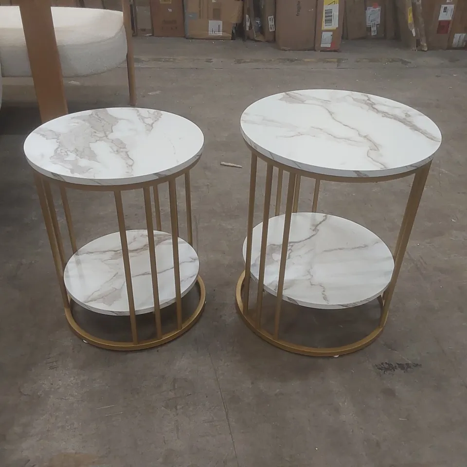 DESIGNER MARBLE EFFECT SIDE TABLE SET (2 ITEMS)
