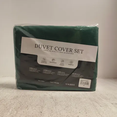 UNBRANDED DUVET COVER SET – PREMIUM MICROFIBER, DARK GREEN, SUPER KING