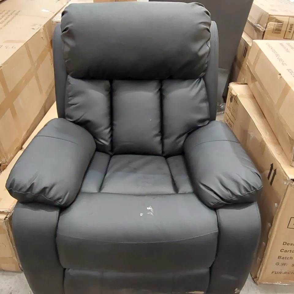 DESIGNER BLACK LEATHER ELECTRIC RECLINING ARMCHAIR (1 ITEM)