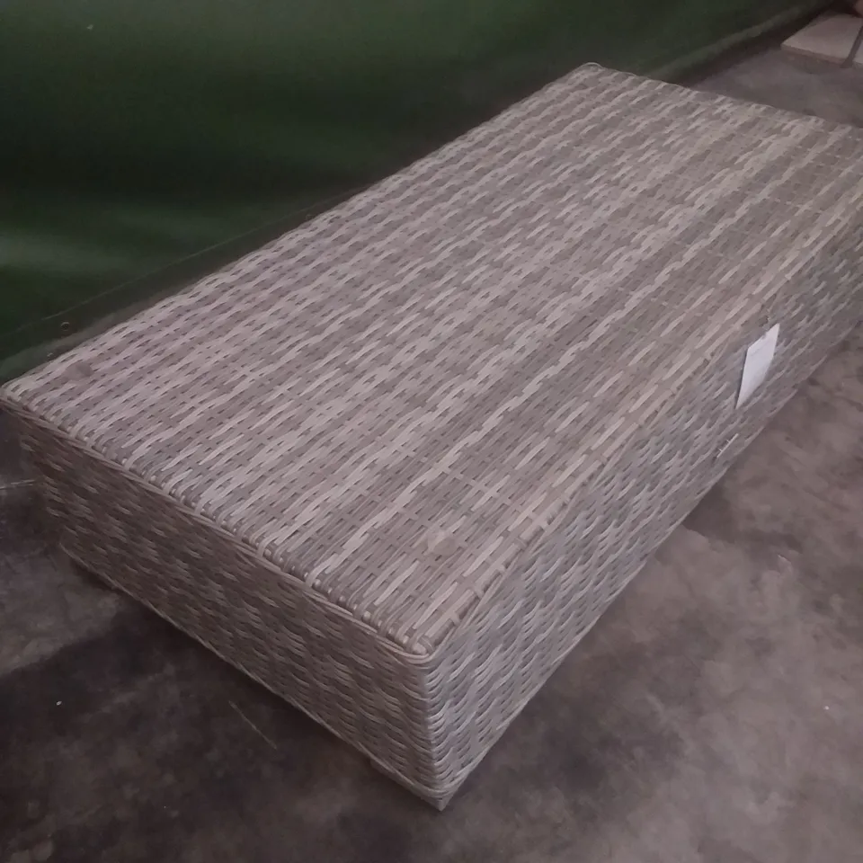 RATTAN EFFECT GARDEN COFFEE TABLE GREY