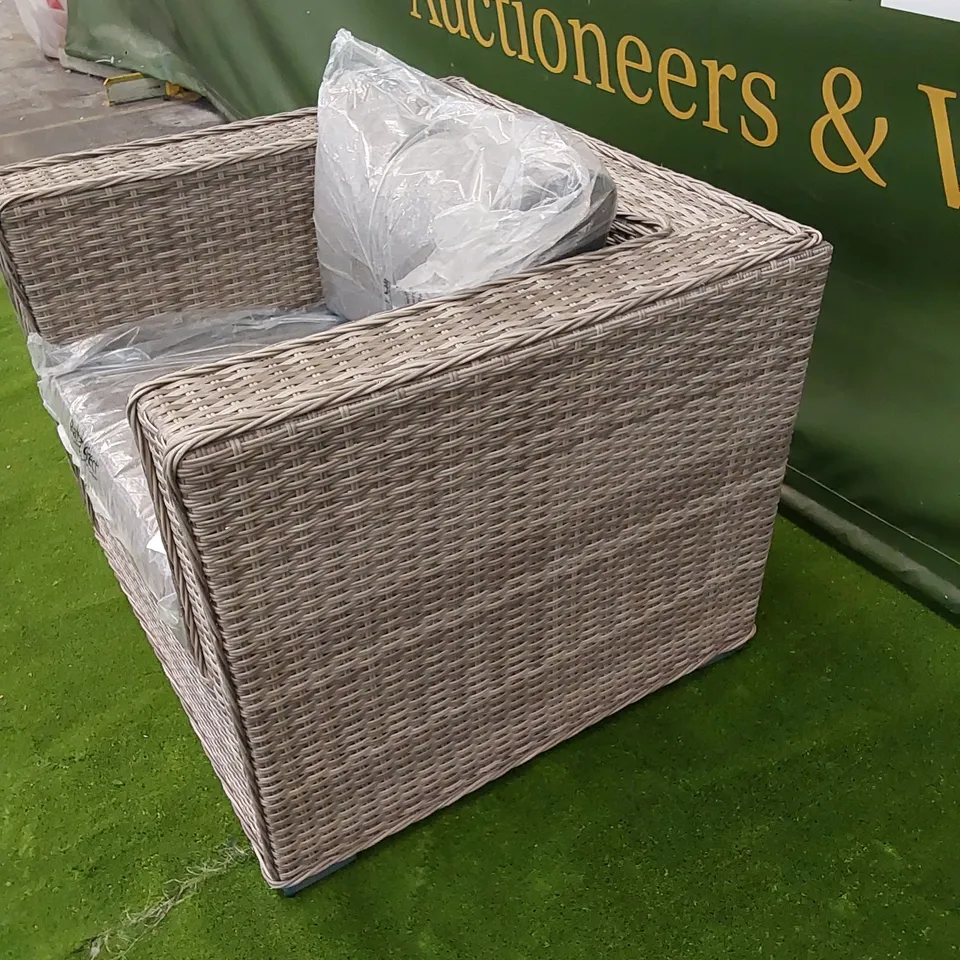 ASCOT GREY RATTAN ARMCHAIR WITH CUSHIONS 