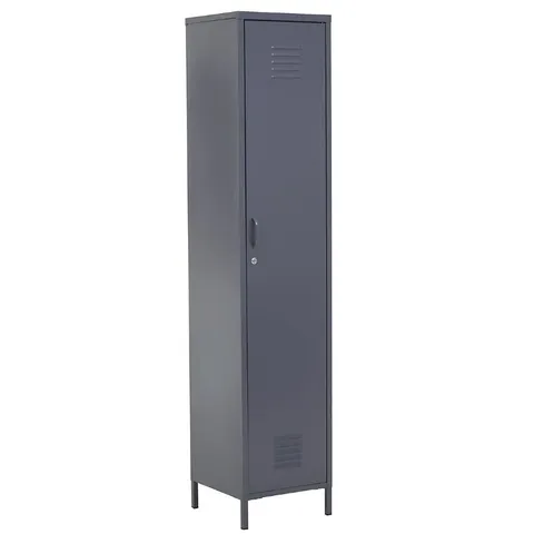 BOXED ACADEMY ONE DOOR TALL METAL LOCKER - GREY (1 BOX)