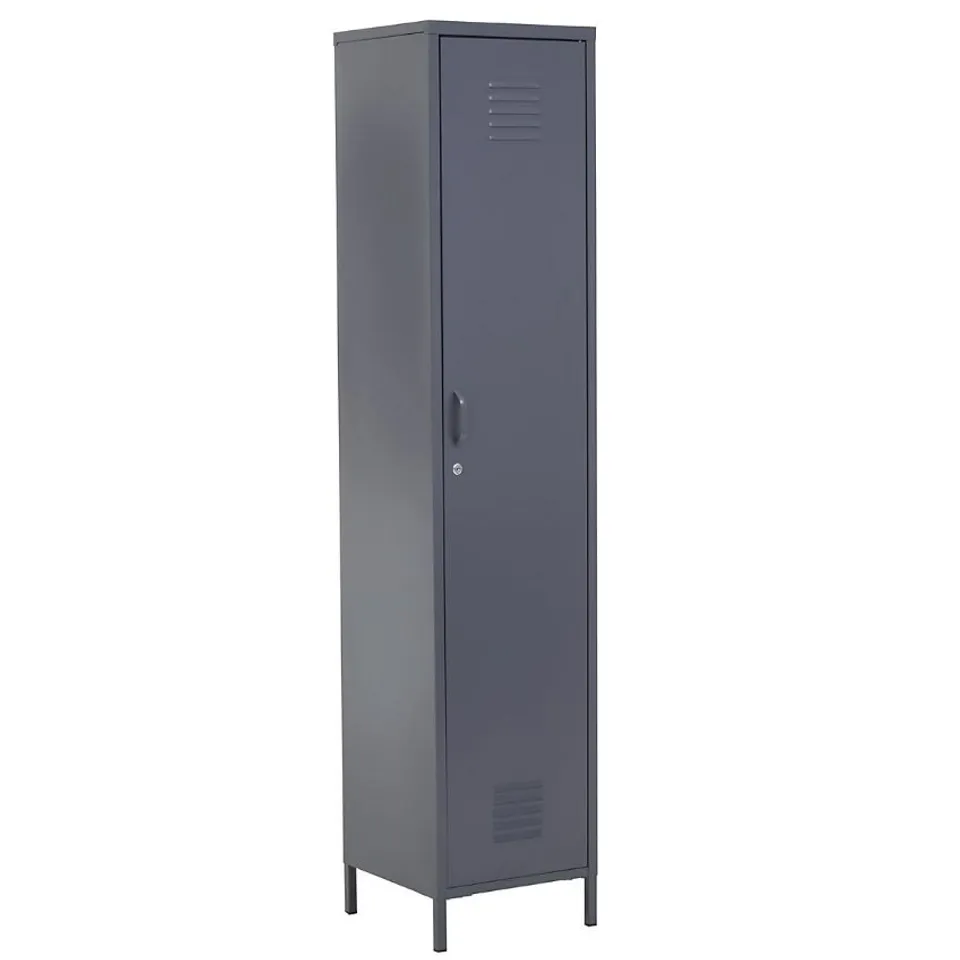 BOXED ACADEMY ONE DOOR TALL METAL LOCKER - GREY (1 BOX)