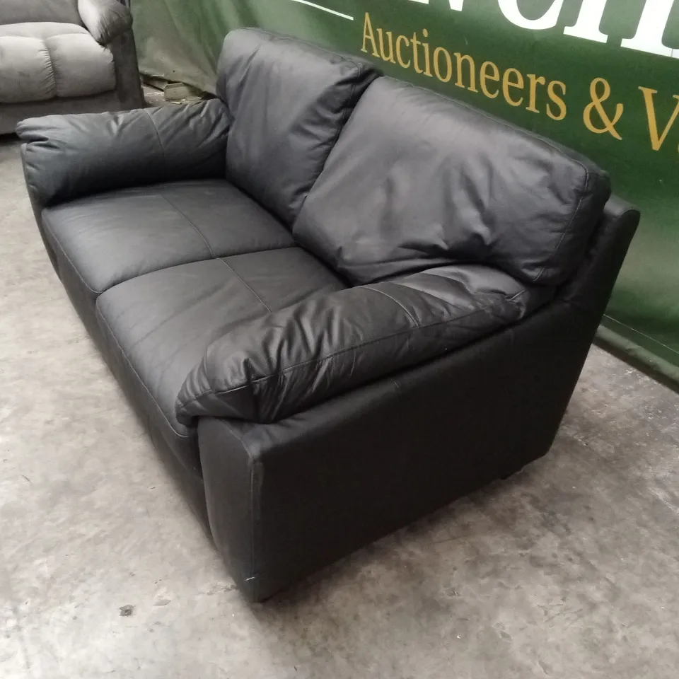 MONTREAL REAL LEATHER/FAUX LEATHER 2 SEATER SOFA - BLACK RRP £699