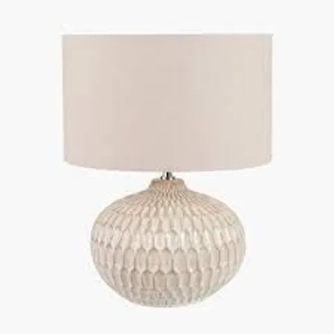 BOXED PACIFIC CASSIUS WARM TEXTURED GLAZED CERAMIC TABLE LAMP - WHITE (1 BOX)