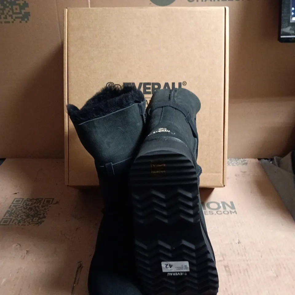 EVERAU WOMEN'S BLACK FUR-LINED ANKLE BOOTS – EU 42 (UK 8)