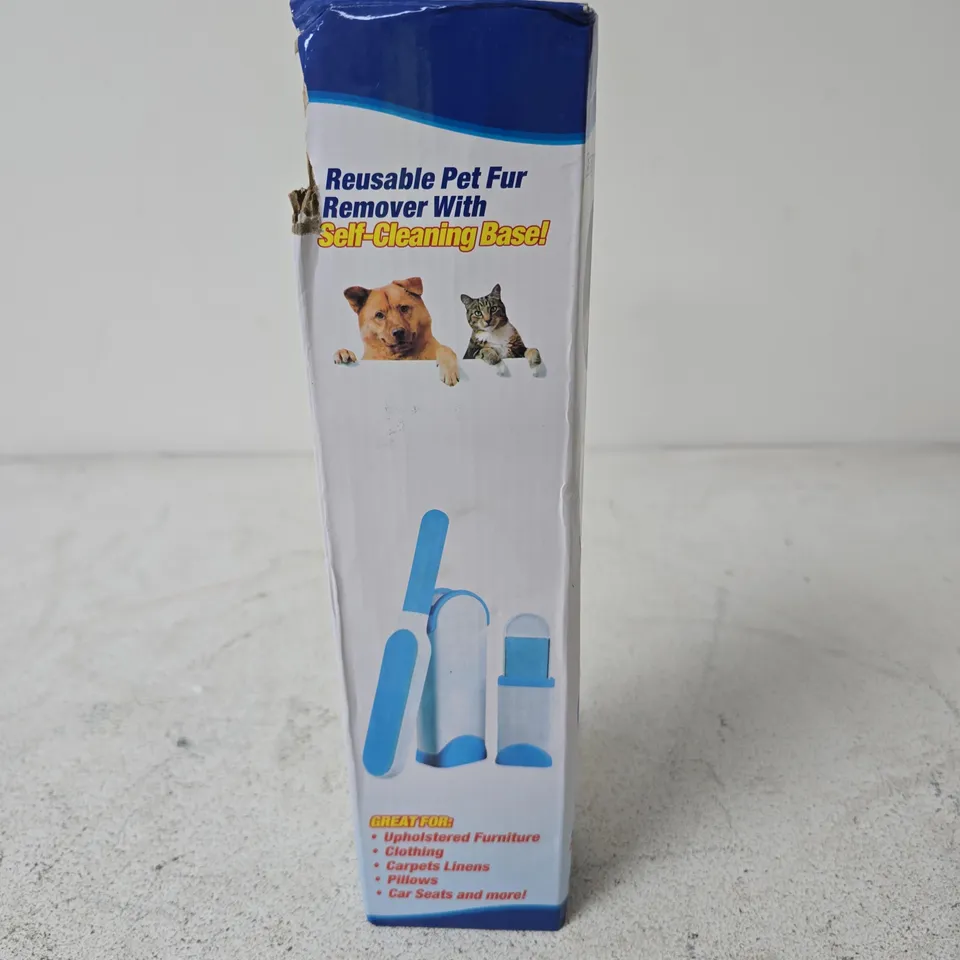 REUSABLE PET FUR REMOVER WITH SELF-CLEANING BASE – BOXED