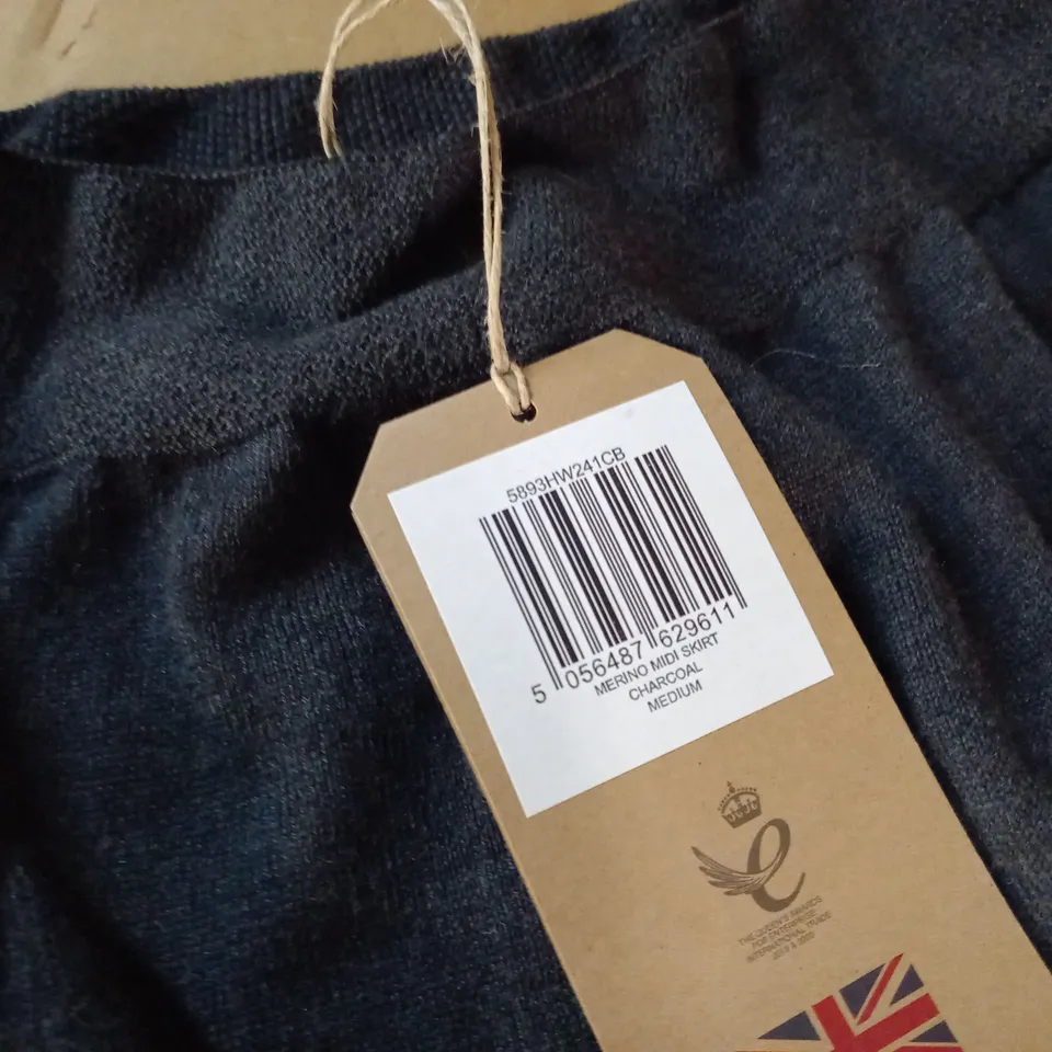 CELTIC & CO MERINO MIDI SKIRT IN CHARCOAL - MED