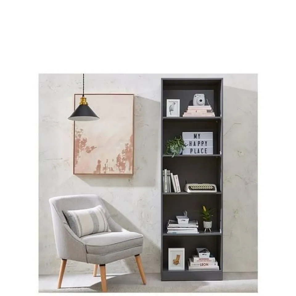 BOXED EVERYDAY NEW METRO TALL WIDE BOOKCASE - GREY (1 BOX)