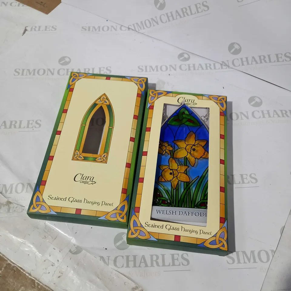 CLARA WELSH DAFFODIL STAINED GLASS HANGING PANEL
