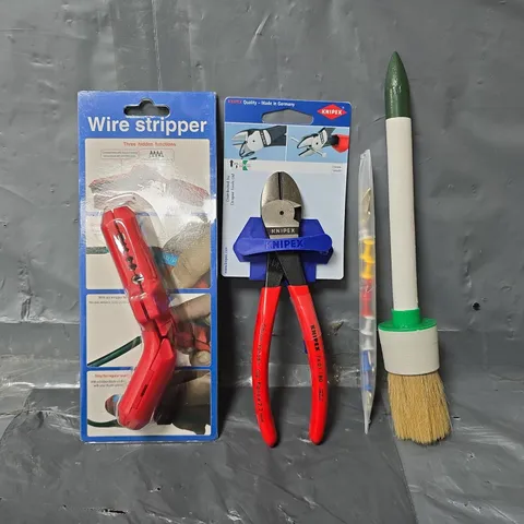 APPROXIMATELY 13 ASSORTED ITEMS TO INCLUDE - WIRE STRIPPER , KNIPEX CUTTER ETC