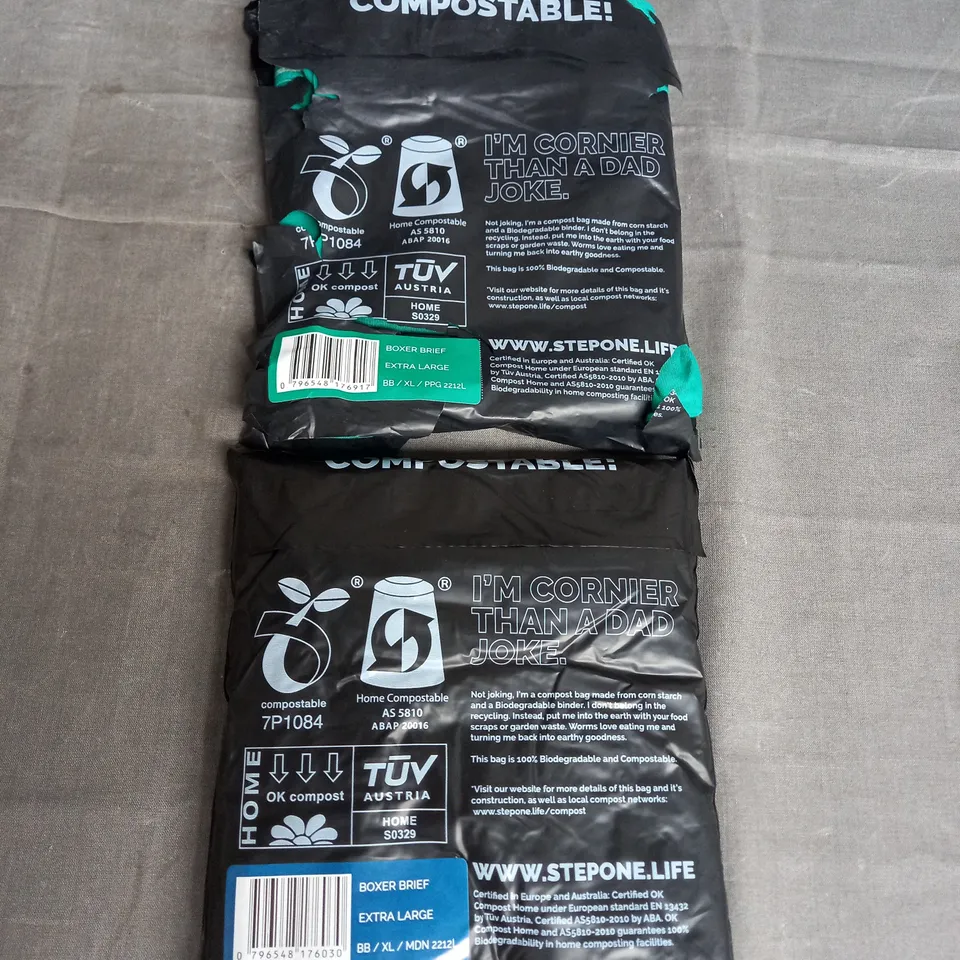 STEP ONE X2 BOXER BRIEFS IN BLUE AND GREEN SIZE XL