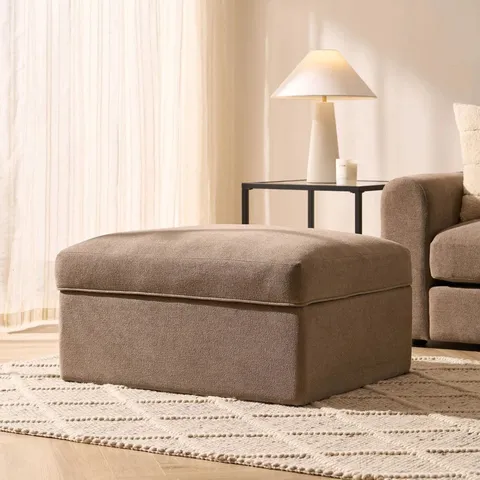 BOXED DUSK ANTALYA STORAGE OTTOMAN POUFFE - CHENILLE MUSHROOM (1 BOX)