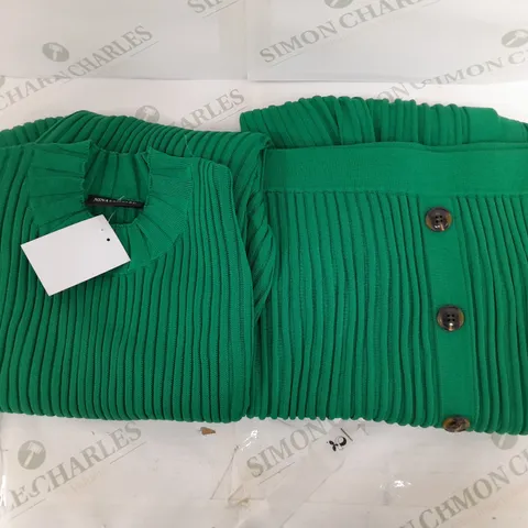 NINA LEONARD 2-PIECE RIB KNIT BUTTONED SKIRT & TOP SET IN KELLY GREEN SIZE 2XL 