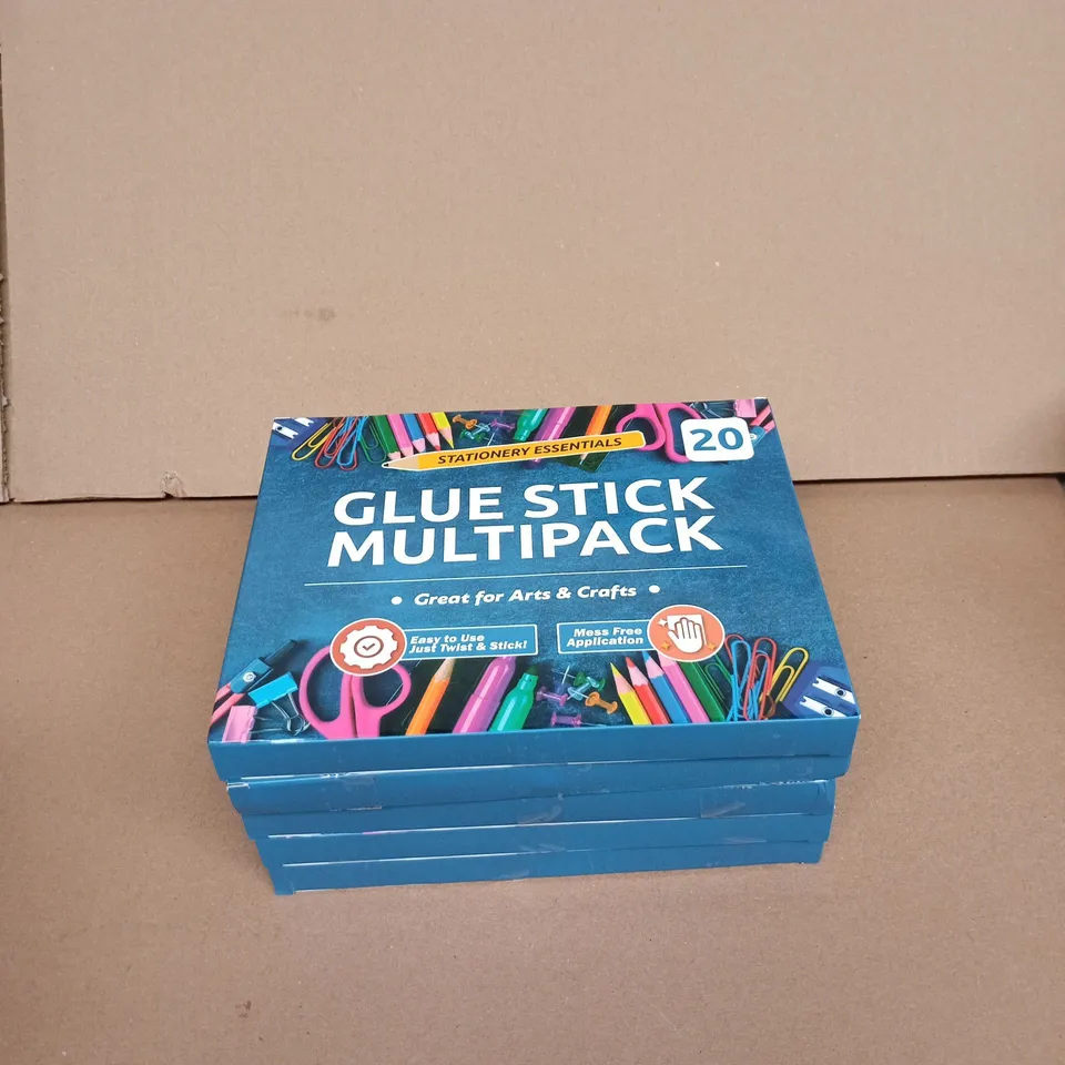GLUE STICK MULTIPACK - 20 STICKS, STATIONERY ESSENTIALS, SET OF 5 BOXES